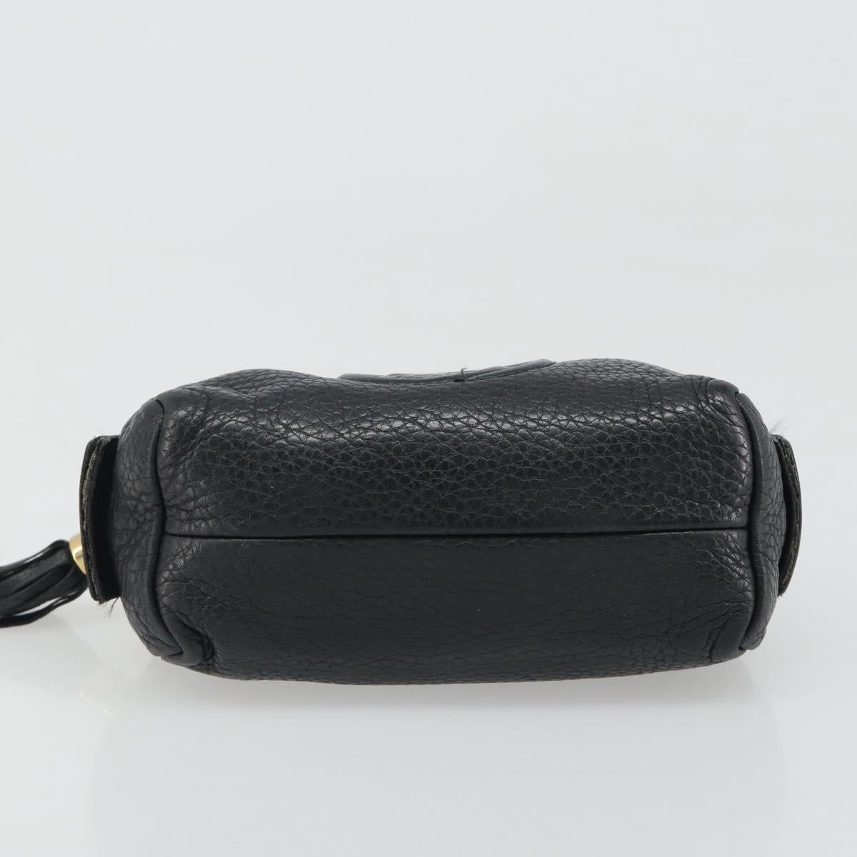 GUCCI Soho GG Pouch Leather Black Gold 308634 Auth mr2614