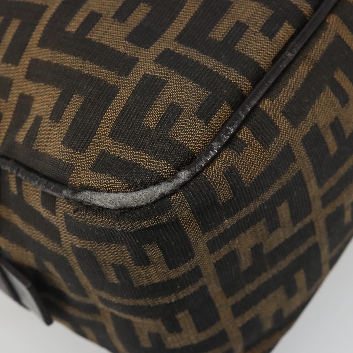 FENDI Zucca Canvas Hand Bag Black Brown Auth mr2615A