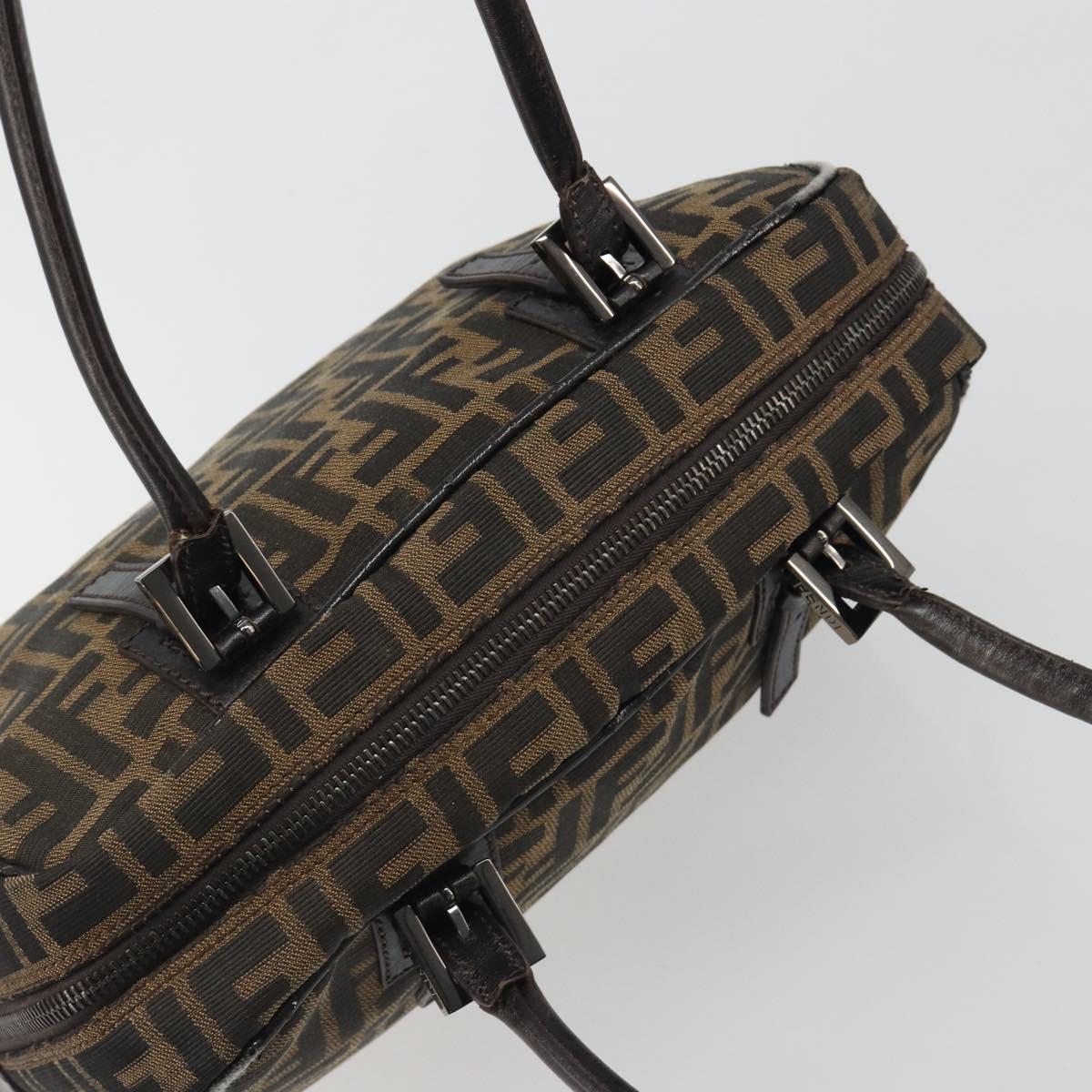 FENDI Zucca Canvas Hand Bag Black Brown Auth mr2615A