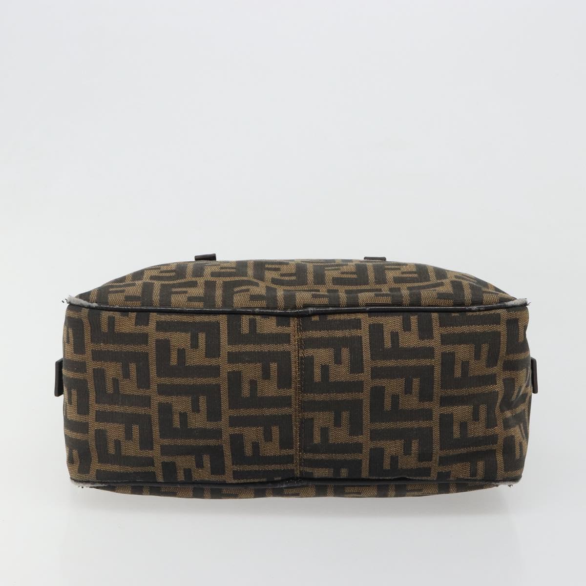 FENDI Zucca Canvas Hand Bag Black Brown Auth mr2615A