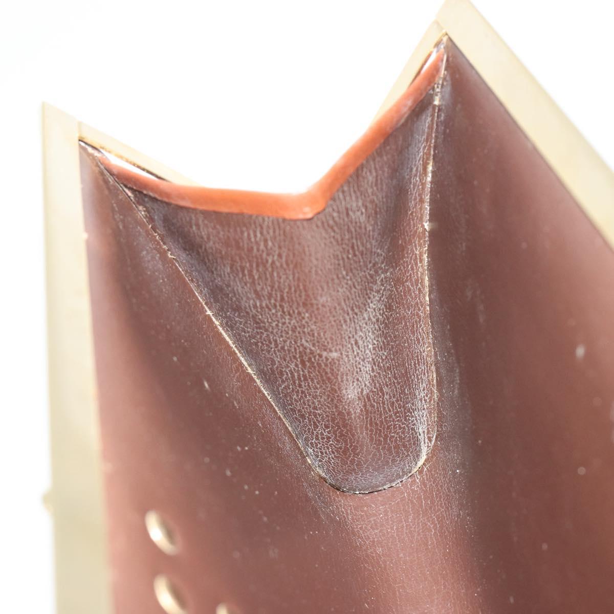 Christian Dior Clutch Bag Leather Brown gold Auth mr2617A