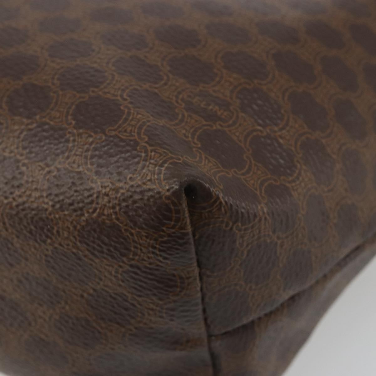 CELINE Macadam Canvas Clutch Bag PVC Leather Brown Gold Auth mr2620