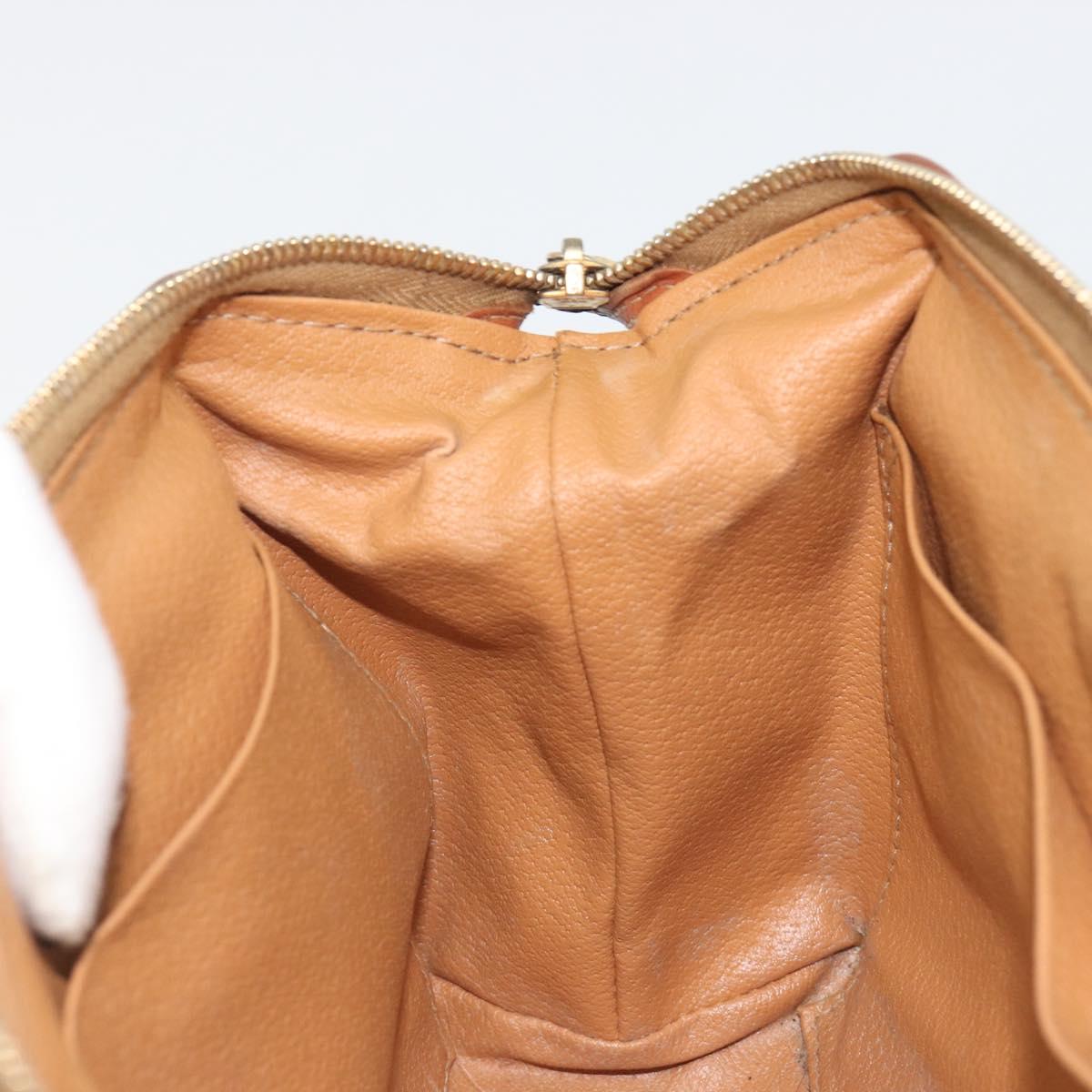 CELINE Macadam Canvas Clutch Bag PVC Leather Brown Gold Auth mr2620