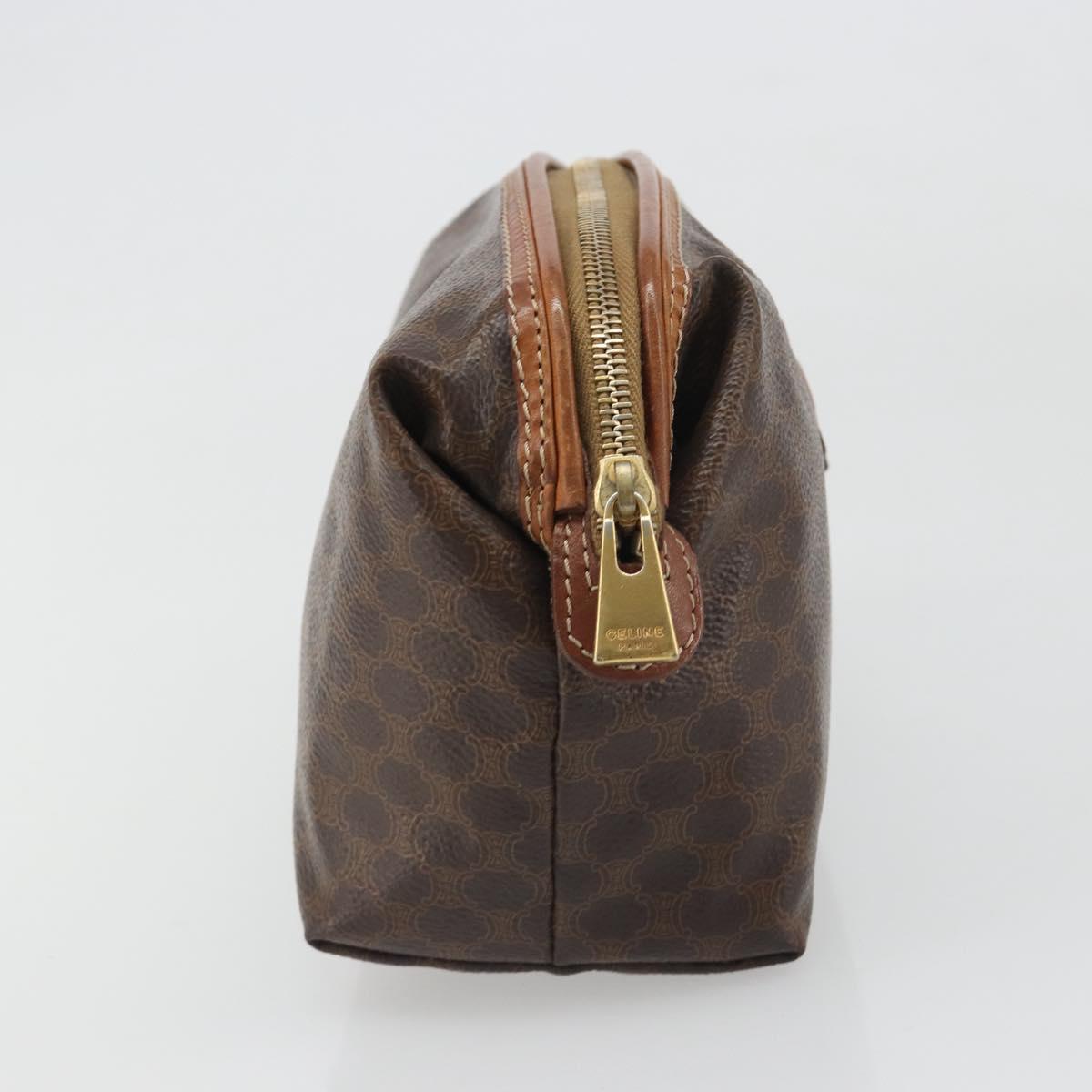 CELINE Macadam Canvas Clutch Bag PVC Leather Brown Gold Auth mr2620