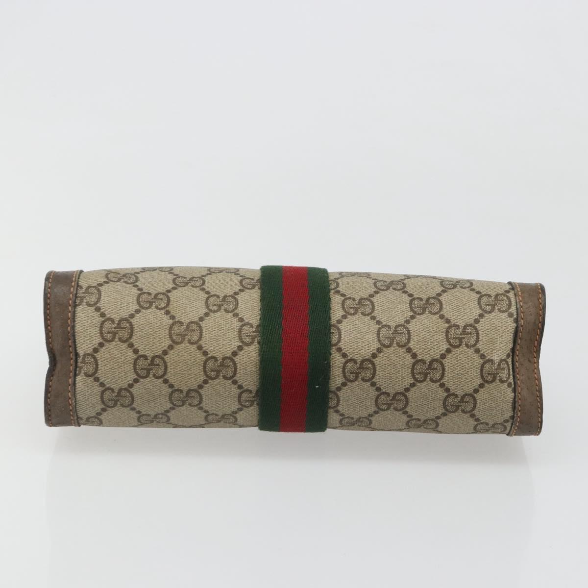 GUCCI GG Supreme Web Sherry Line Clutch Bag PVC Beige 89 01 001 Auth mr2624