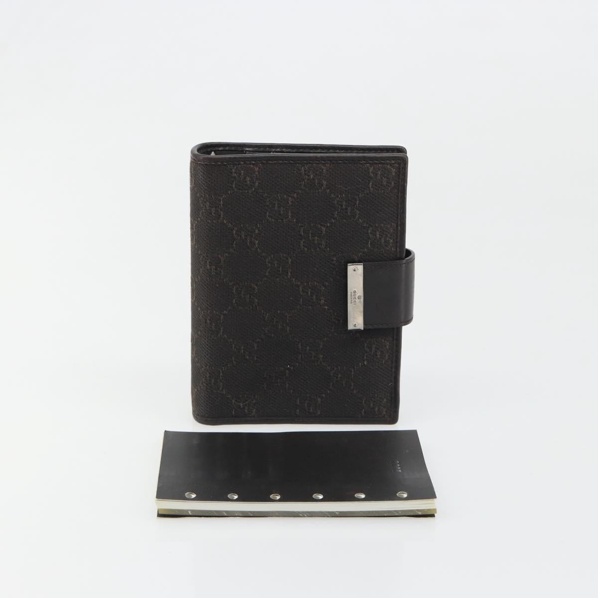 GUCCI GG Canvas Day Planner Cover Brown Silver Auth mr2627A