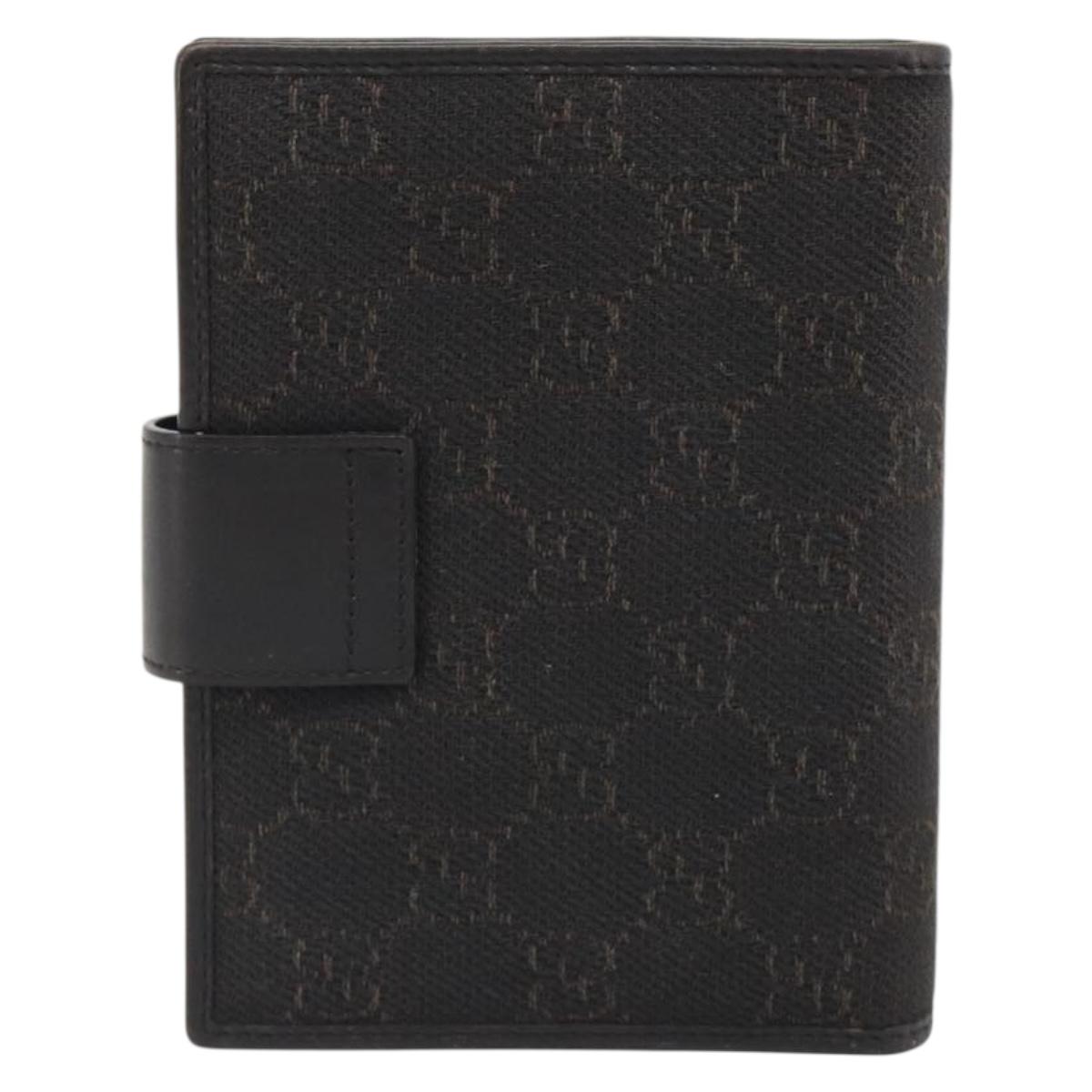 GUCCI GG Canvas Day Planner Cover Brown Silver Auth mr2627A