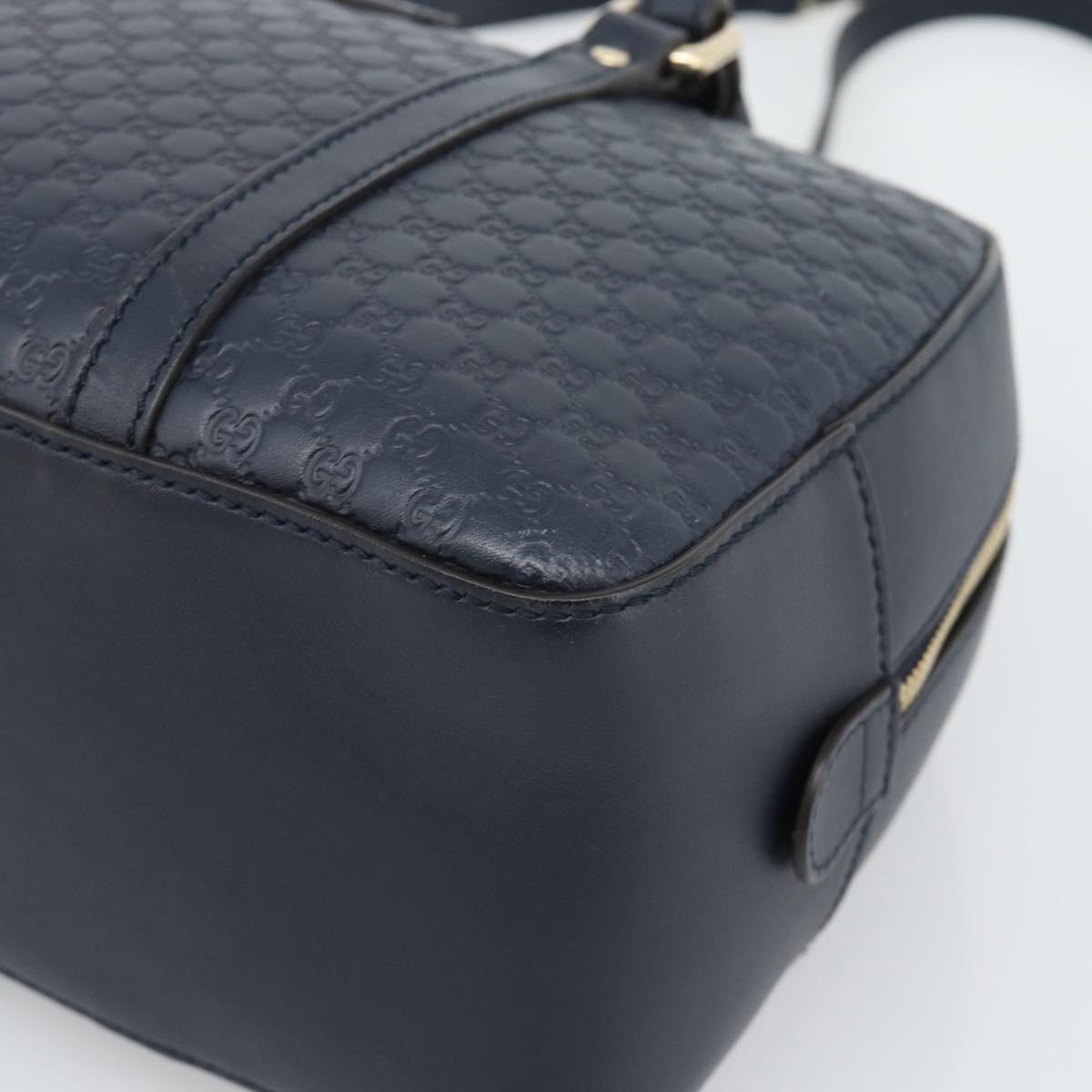 GUCCI Micro GG Canvas Guccissima Bag Leather 2way Navy Gold 510286 Auth mr2634A