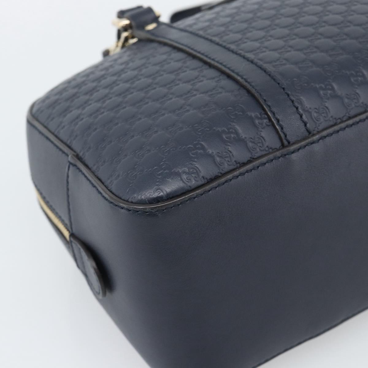 GUCCI Micro GG Canvas Guccissima Bag Leather 2way Navy Gold 510286 Auth mr2634A