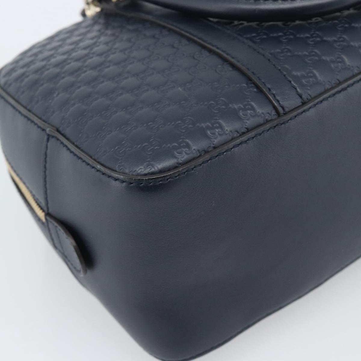 GUCCI Micro GG Canvas Guccissima Bag Leather 2way Navy Gold 510286 Auth mr2634A