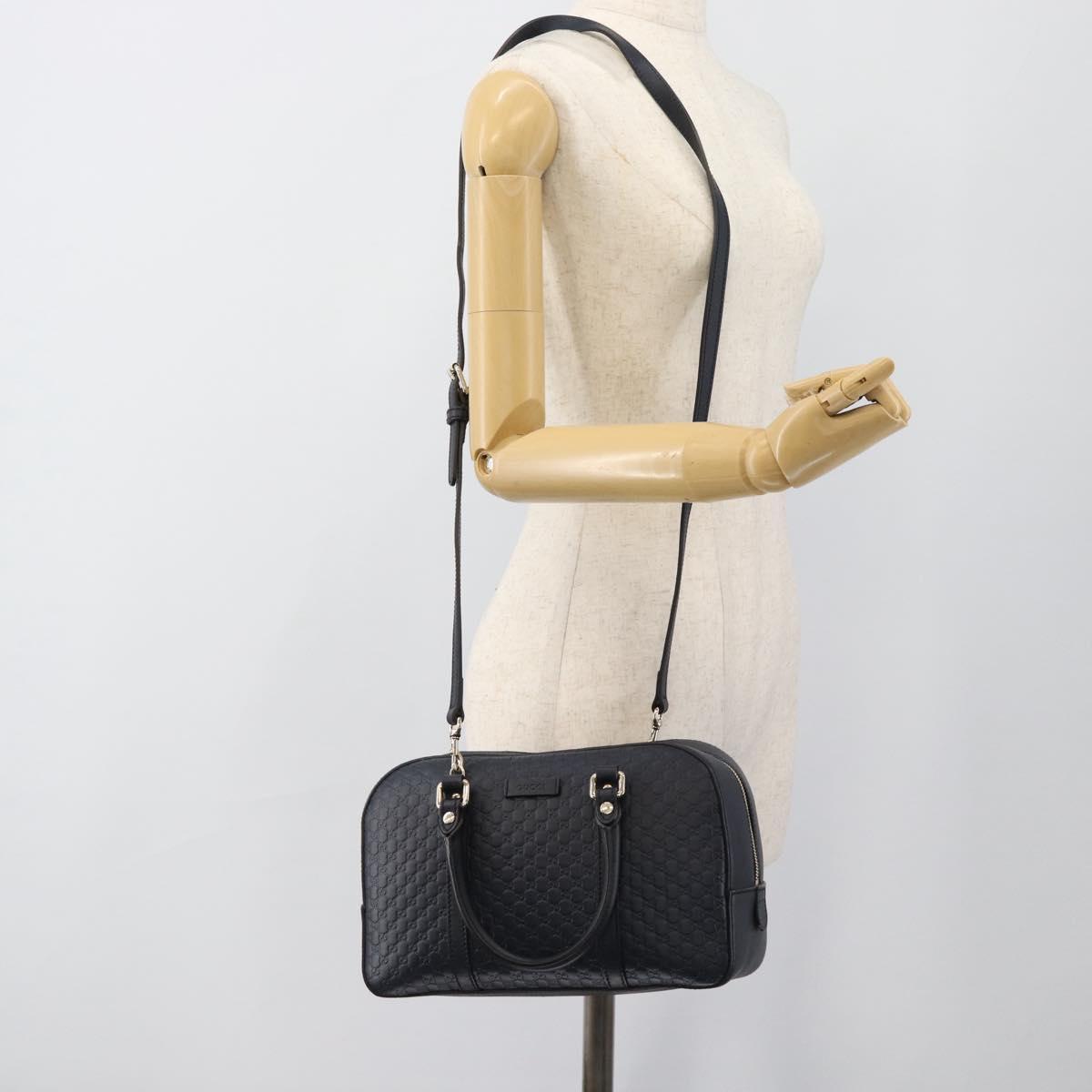 GUCCI Micro GG Canvas Guccissima Bag Leather 2way Navy Gold 510286 Auth mr2634A