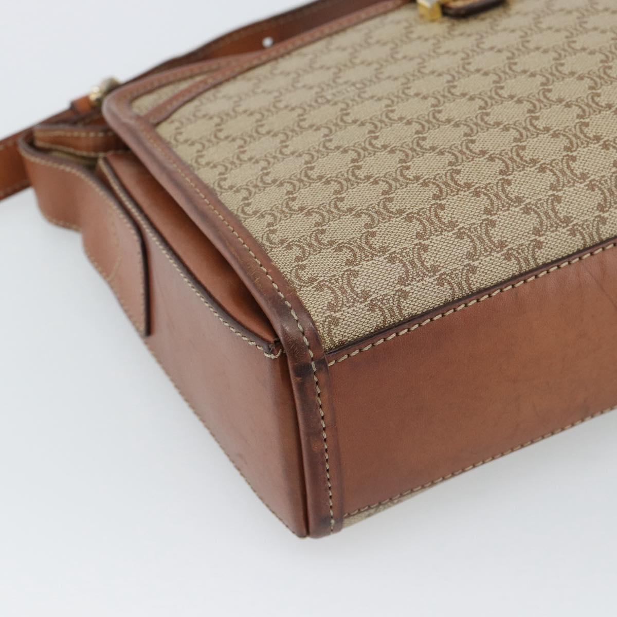 CELINE Macadam Canvas Shoulder Bag PVC Beige Gold Auth mr2636