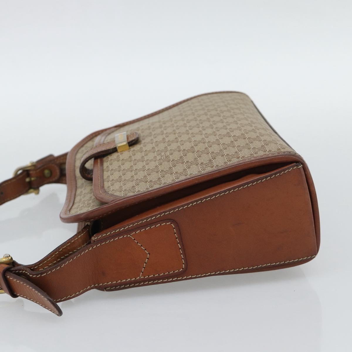 CELINE Macadam Canvas Shoulder Bag PVC Beige Gold Auth mr2636