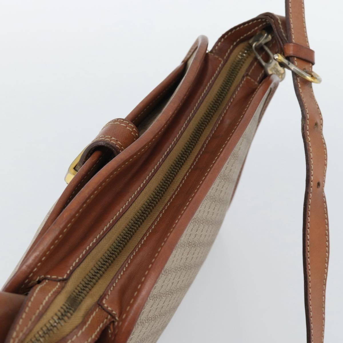 CELINE Macadam Canvas Shoulder Bag PVC Beige Gold Auth mr2636