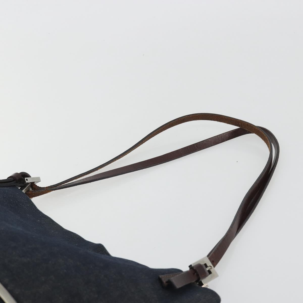 FENDI Tote Bag Denim Blue Silver Auth mr2637
