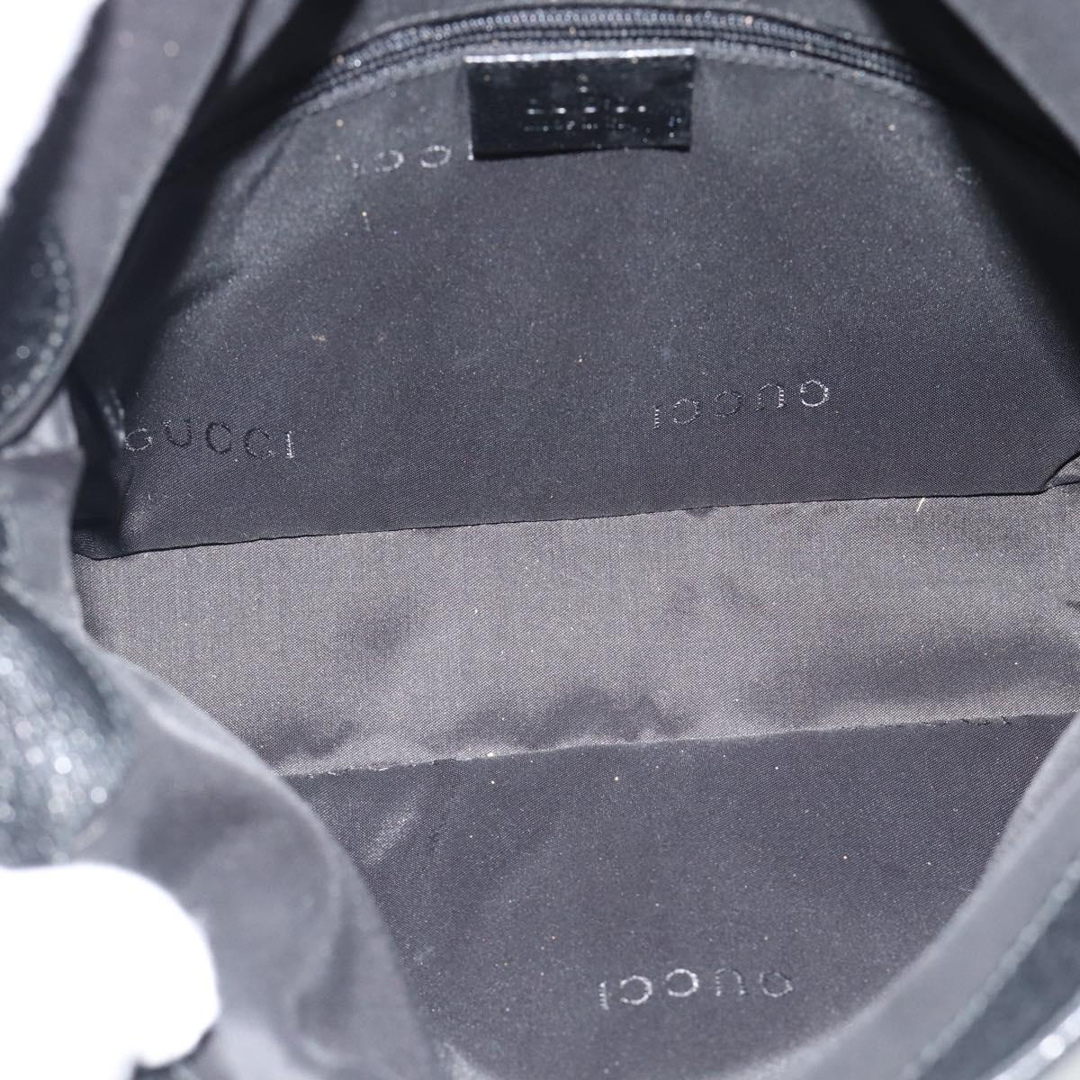 GUCCI Hand Bag Nylon Black Silver 001 3734 Auth mr2639