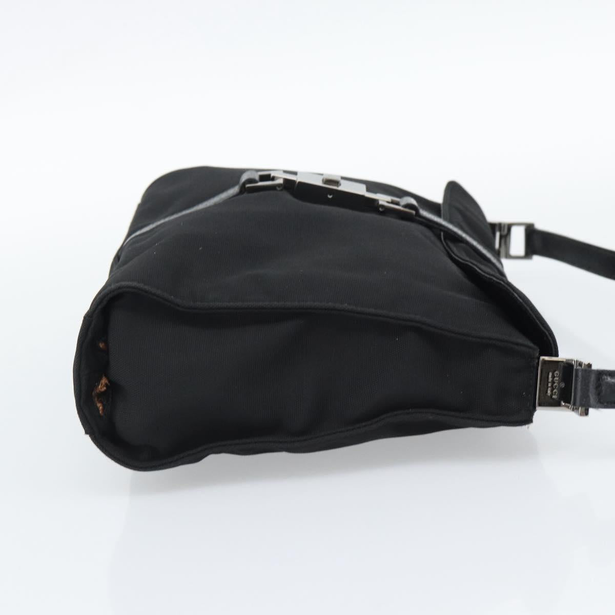 GUCCI Hand Bag Nylon Black Silver 001 3734 Auth mr2639