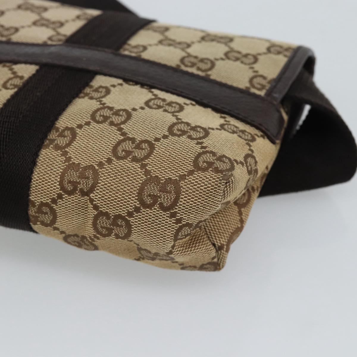 GUCCI GG Canvas Waist Bag Brown Silver 131236 Auth mr2640