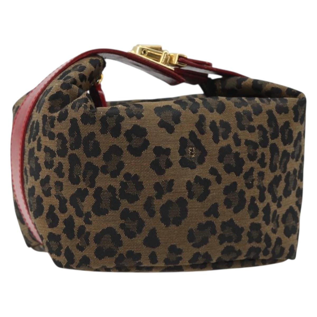 FENDI Pouch Canvas Brown Gold Auth mr2641