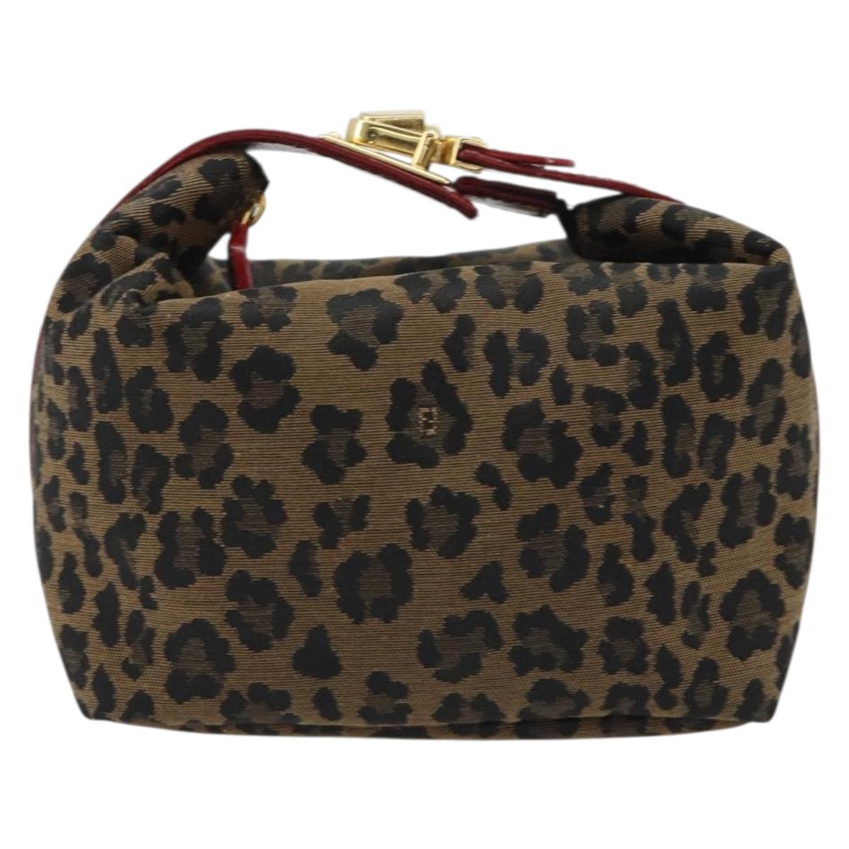 FENDI Pouch Canvas Brown Gold Auth mr2641