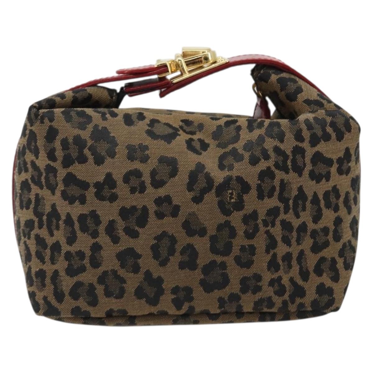 FENDI Pouch Canvas Brown Gold Auth mr2641