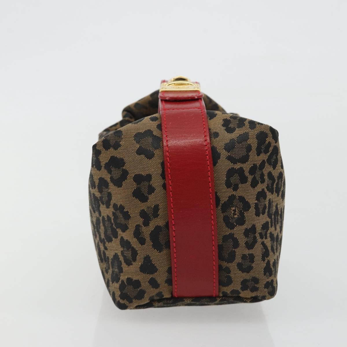FENDI Pouch Canvas Brown Gold Auth mr2641