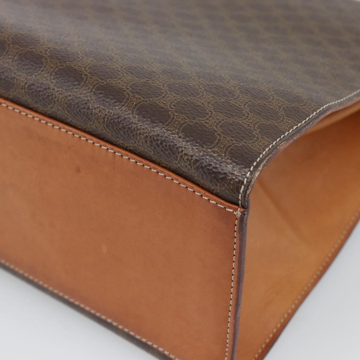 CELINE Macadam Canvas Hand Bag PVC Leather Brown Gold Auth mr2642