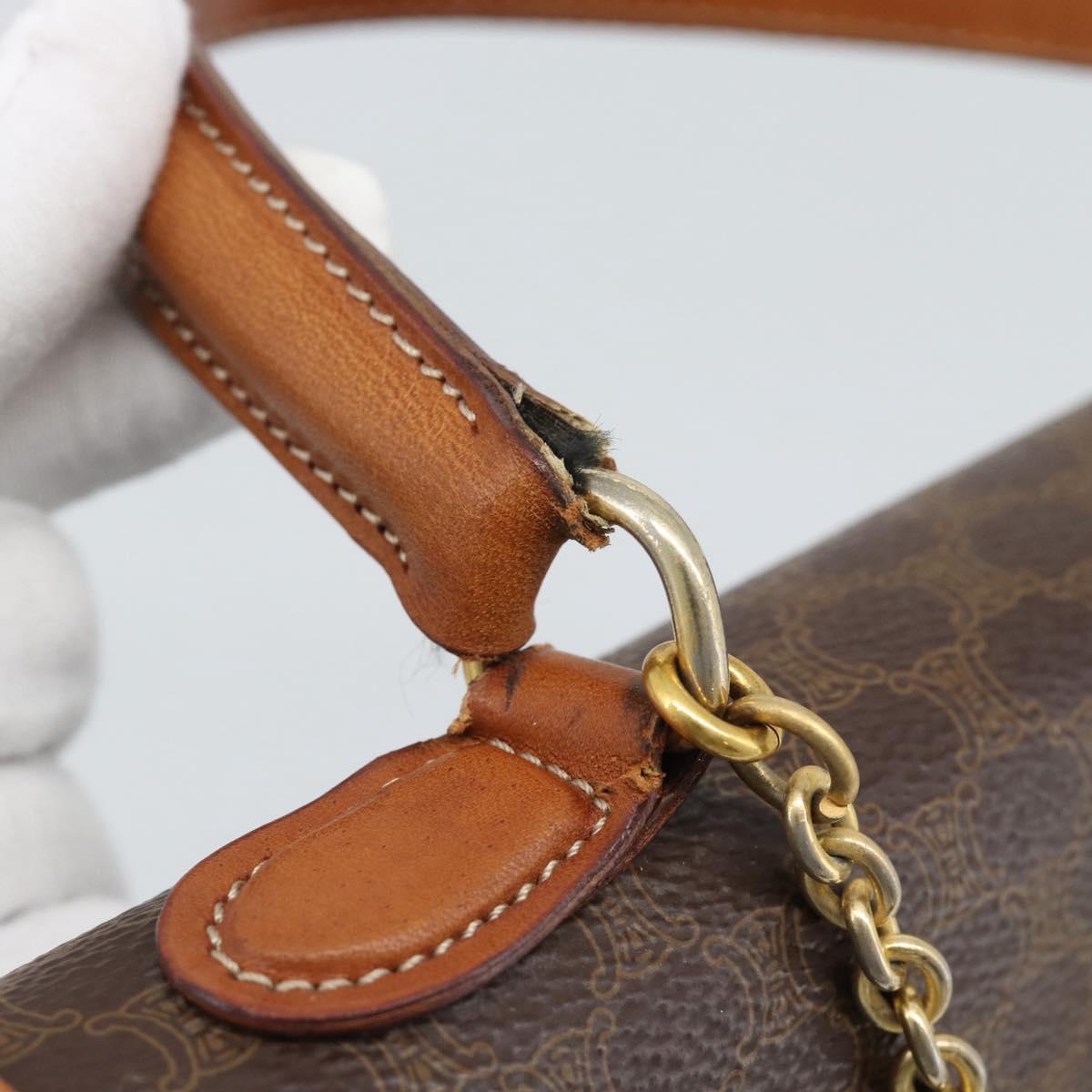 CELINE Macadam Canvas Hand Bag PVC Leather Brown Gold Auth mr2642
