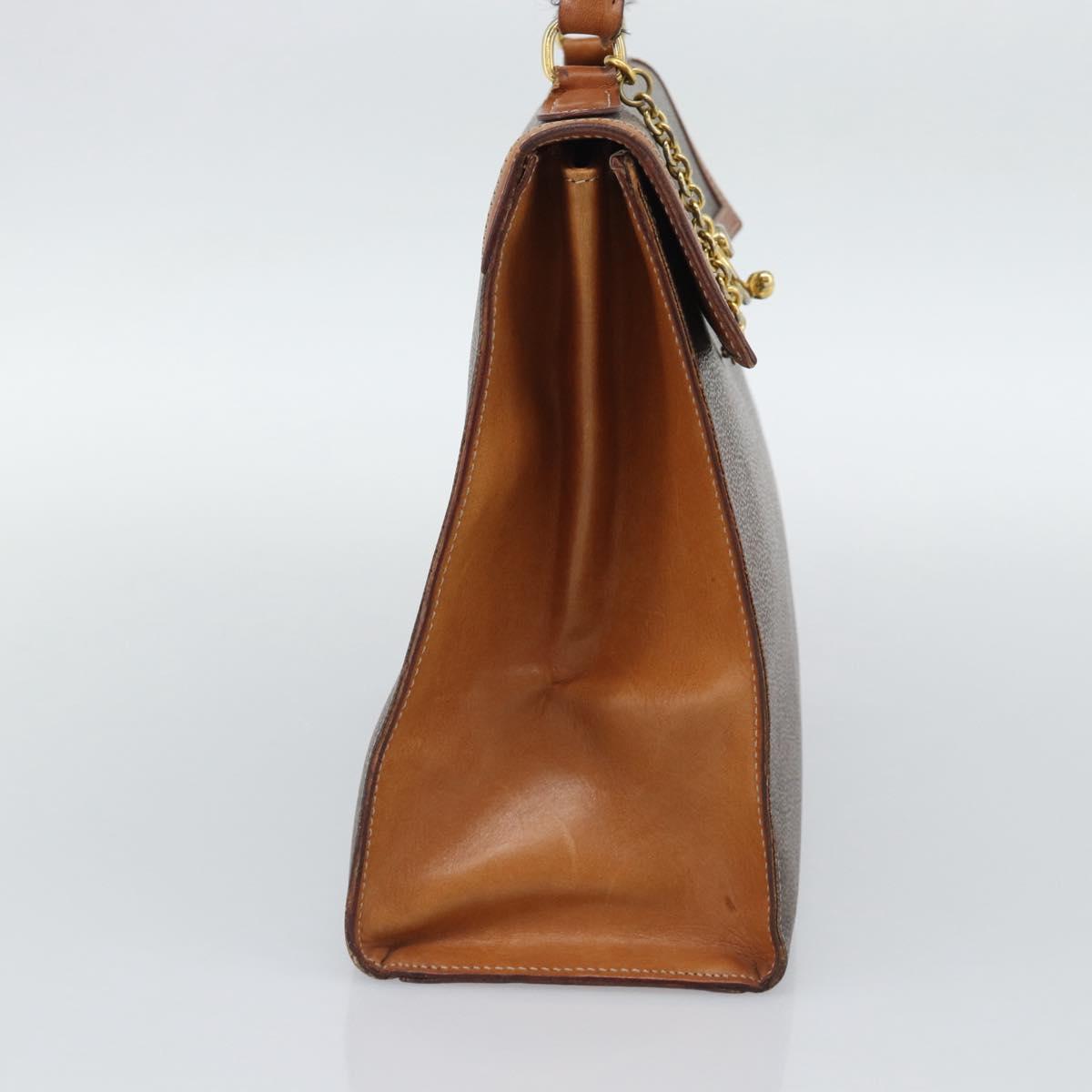 CELINE Macadam Canvas Hand Bag PVC Leather Brown Gold Auth mr2642