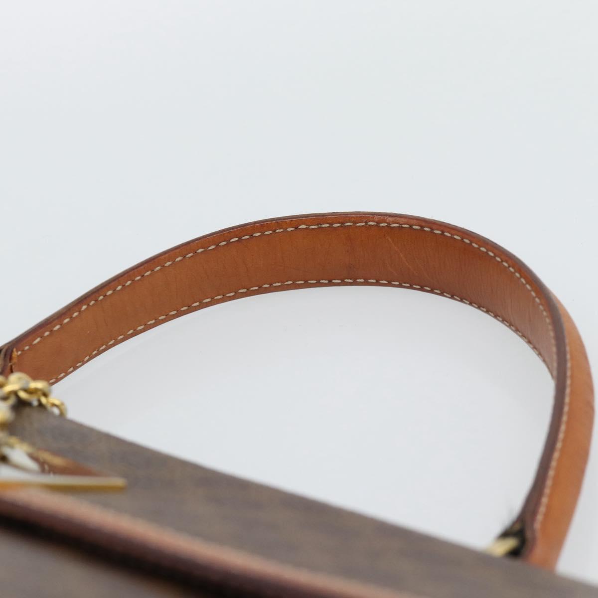 CELINE Macadam Canvas Hand Bag PVC Leather Brown Gold Auth mr2642