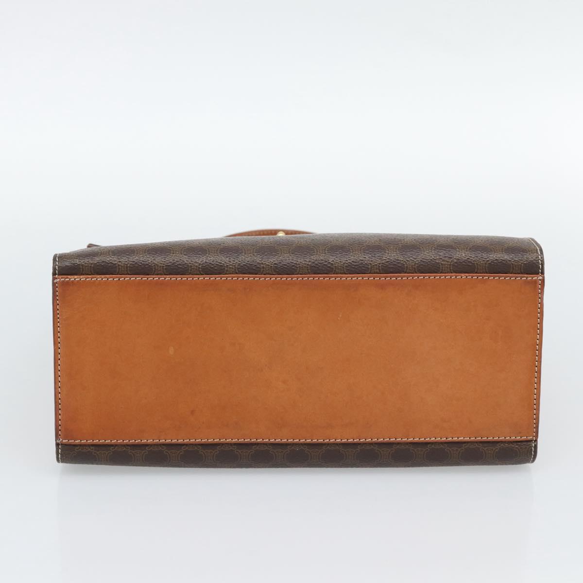 CELINE Macadam Canvas Hand Bag PVC Leather Brown Gold Auth mr2642
