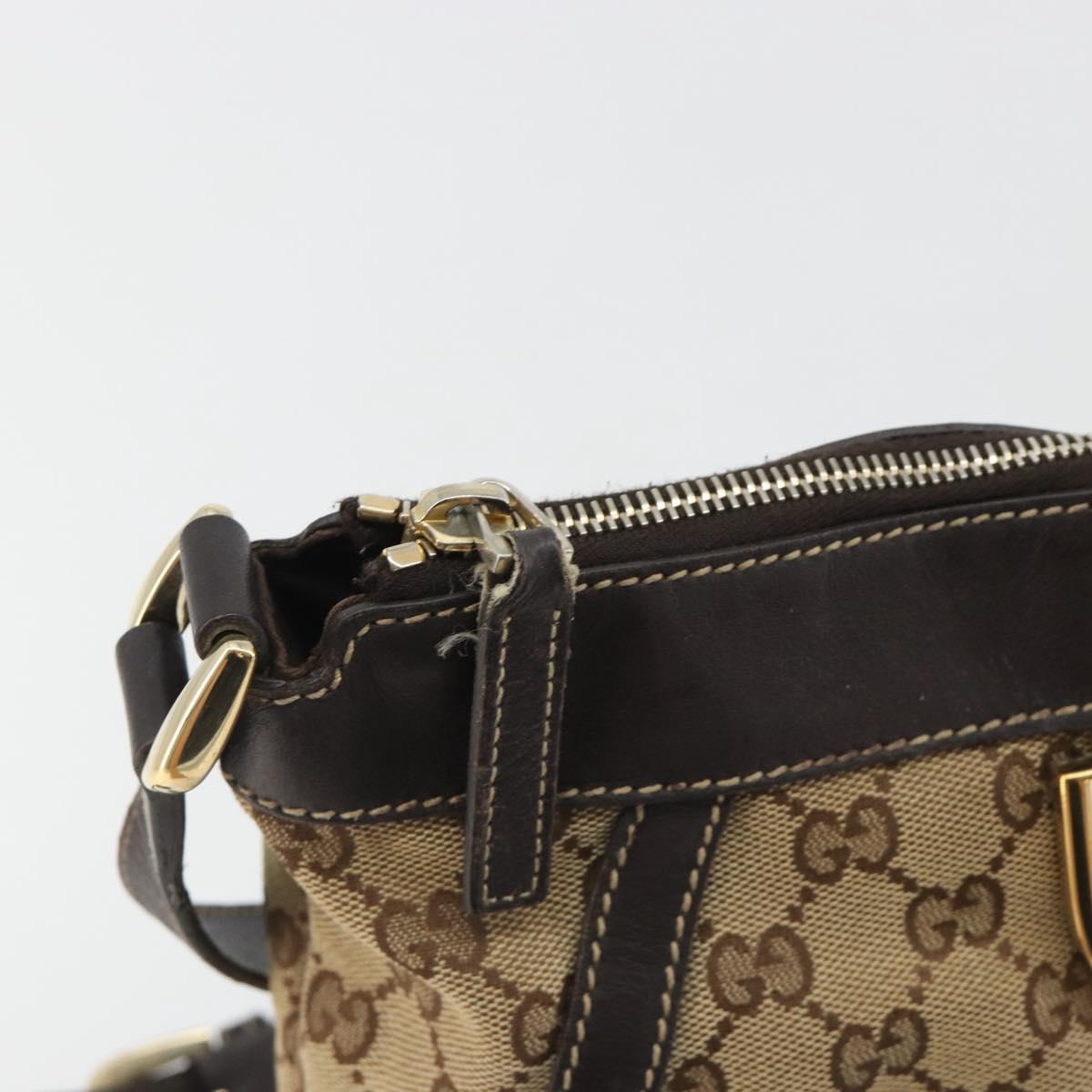 GUCCI GG Canvas Shoulder Bag Beige Gold 203257 Auth mr2643