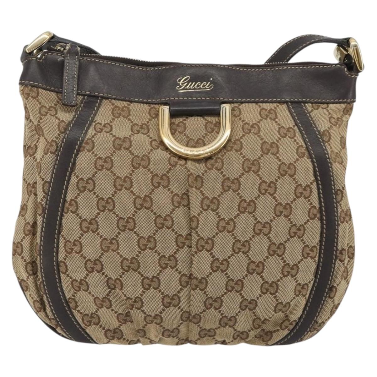 GUCCI GG Canvas Shoulder Bag Beige Gold 203257 Auth mr2643