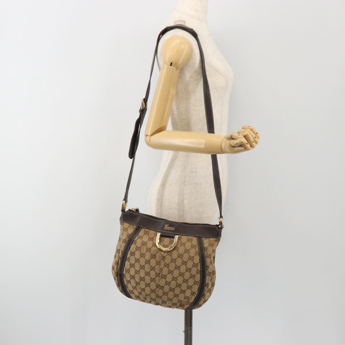GUCCI GG Canvas Shoulder Bag Beige Gold 203257 Auth mr2643