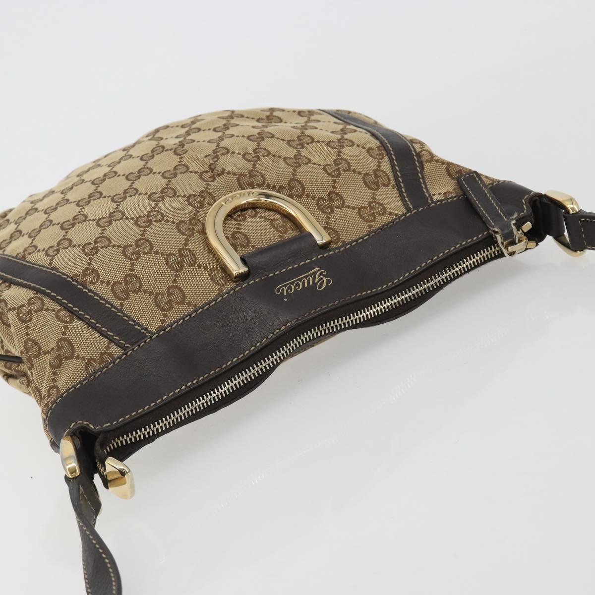 GUCCI GG Canvas Shoulder Bag Beige Gold 203257 Auth mr2643