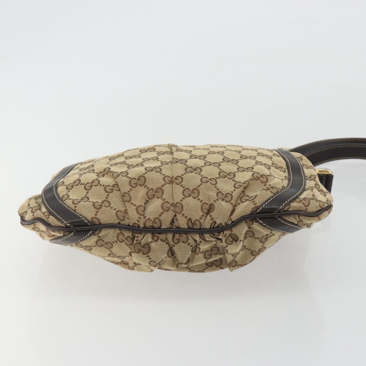 GUCCI GG Canvas Shoulder Bag Beige Gold 203257 Auth mr2643