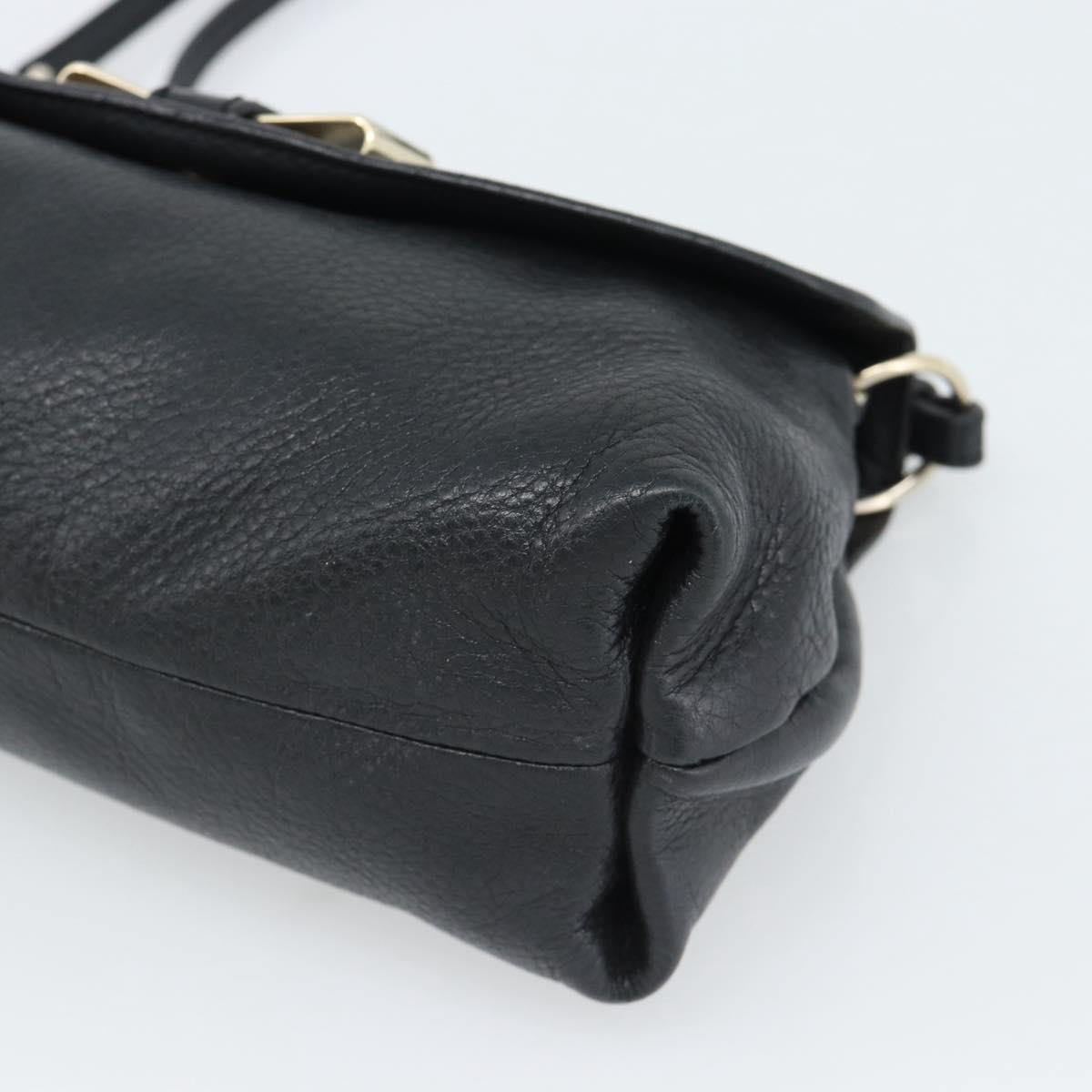 Chloe Shoulder Bag Leather Black Gold Auth mr2644