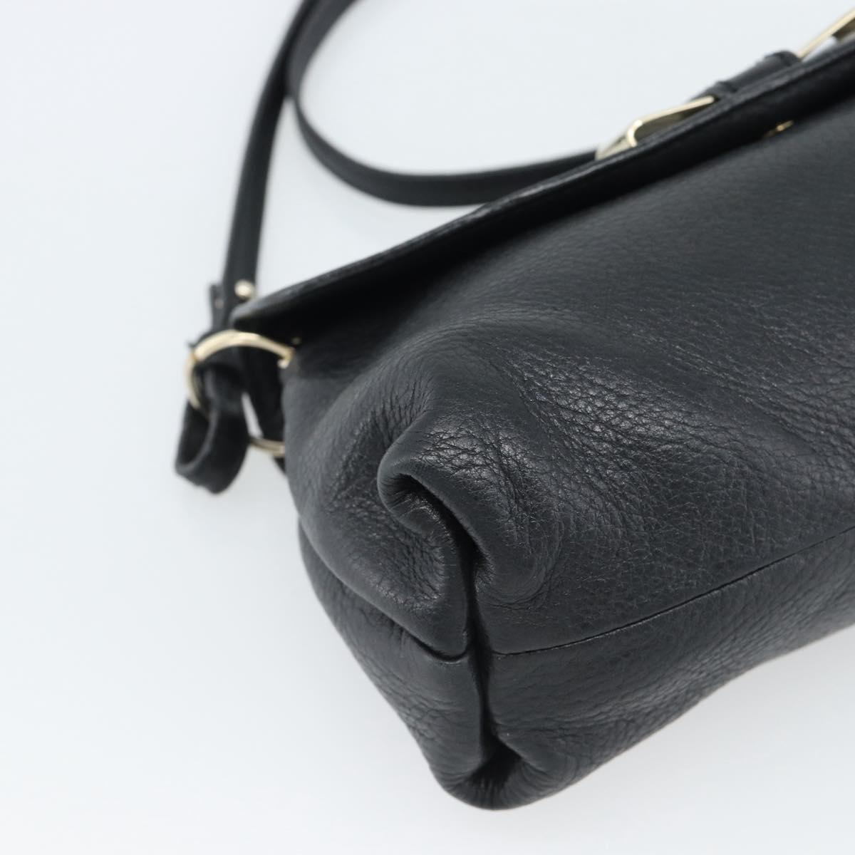 Chloe Shoulder Bag Leather Black Gold Auth mr2644
