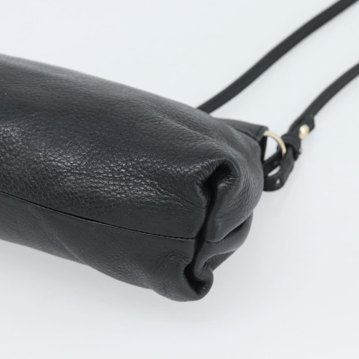 Chloe Shoulder Bag Leather Black Gold Auth mr2644