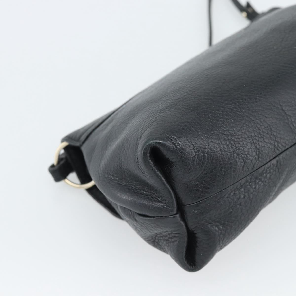 Chloe Shoulder Bag Leather Black Gold Auth mr2644