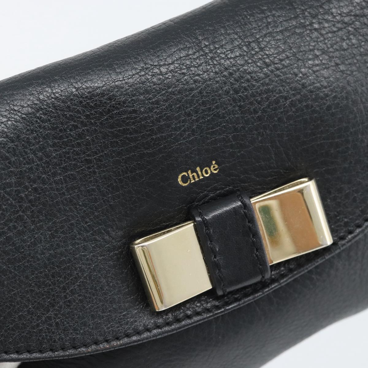 Chloe Shoulder Bag Leather Black Gold Auth mr2644