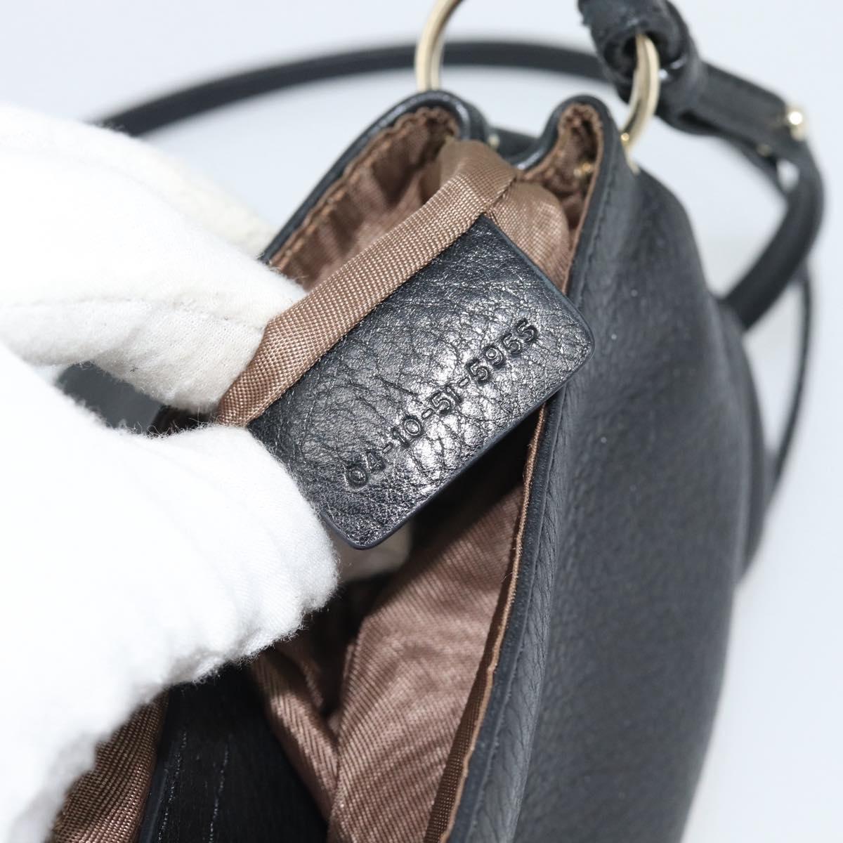 Chloe Shoulder Bag Leather Black Gold Auth mr2644
