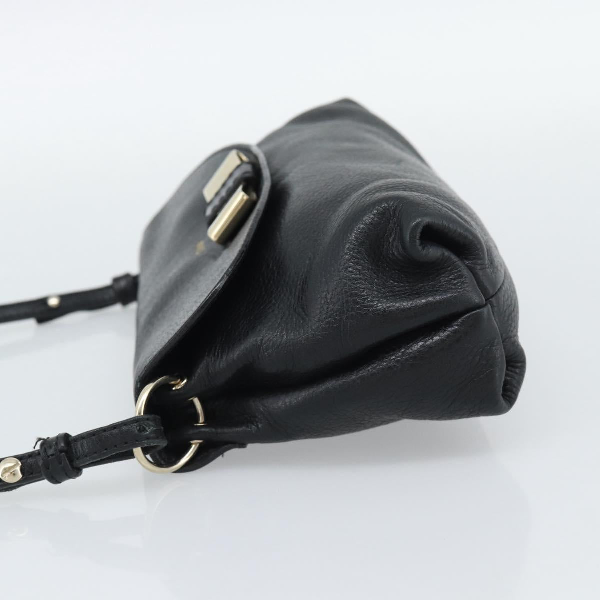 Chloe Shoulder Bag Leather Black Gold Auth mr2644