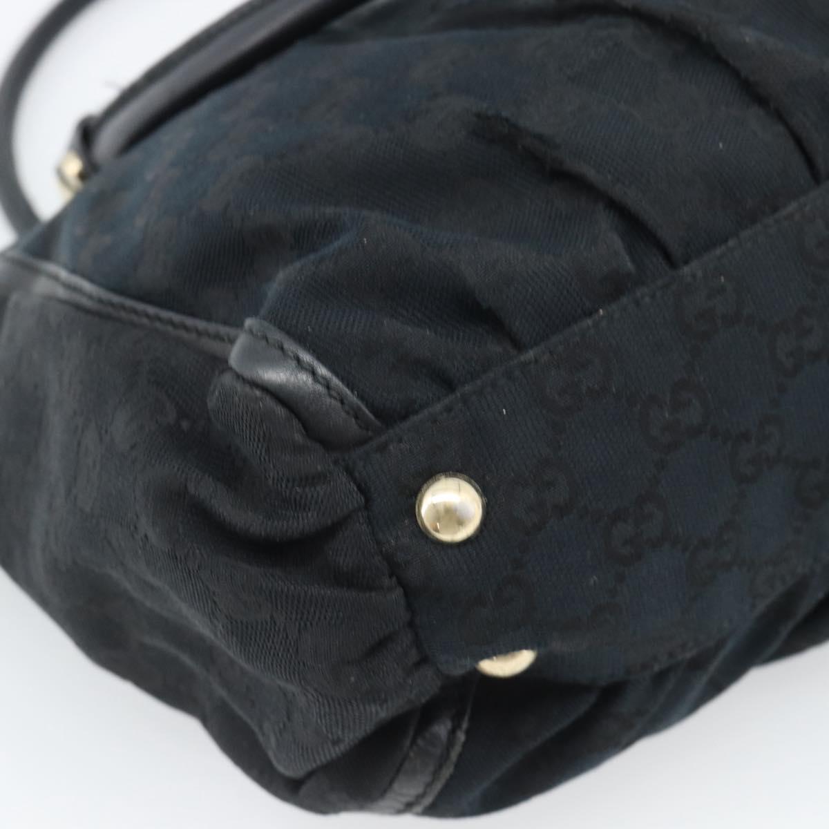 GUCCI GG Canvas Hand Bag Black Gold 189831 Auth mr2645