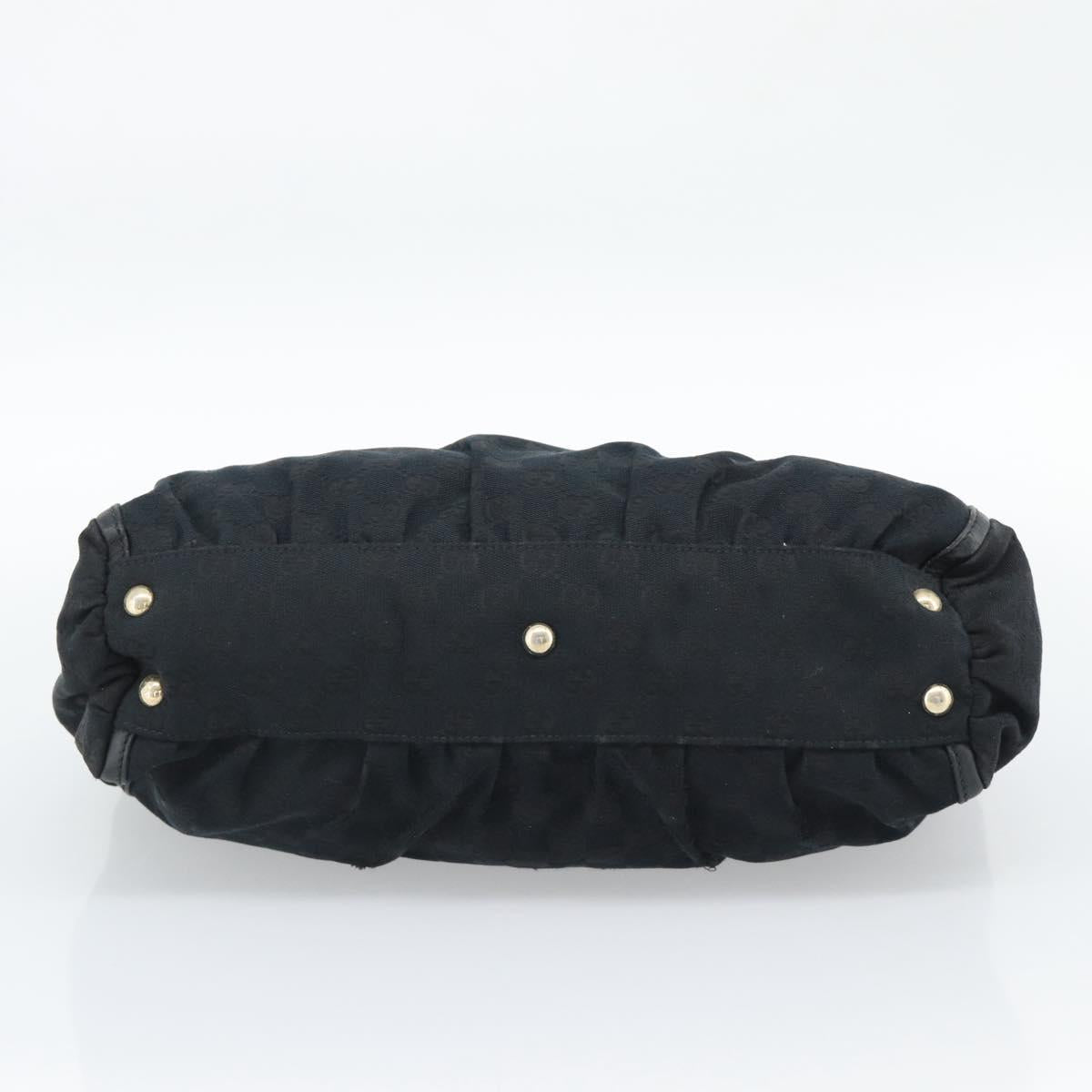 GUCCI GG Canvas Hand Bag Black Gold 189831 Auth mr2645