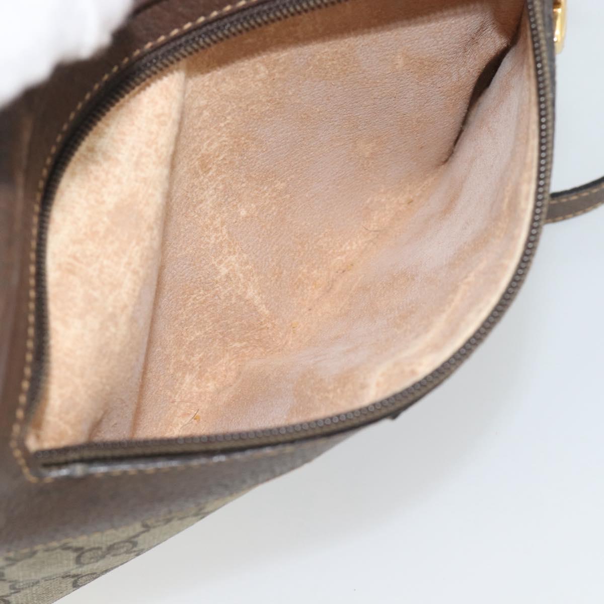 GUCCI GG Supreme Web Sherry Line Bag PVC Beige Gold 00 156 0852 Auth mr2646