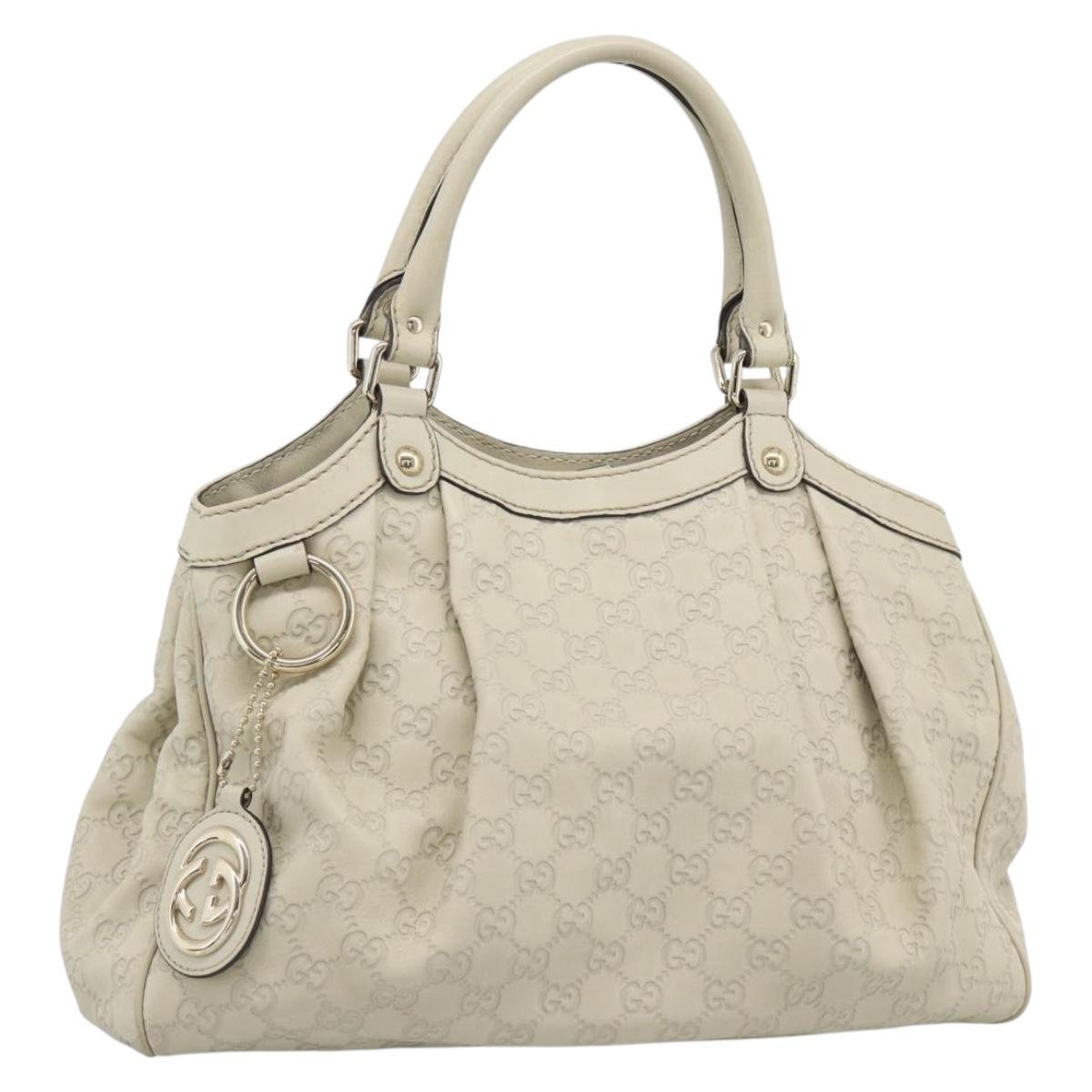 GUCCI GG Canvas Guccissima Tote Bag Leather Beige Gold 211944 Auth mr2648A