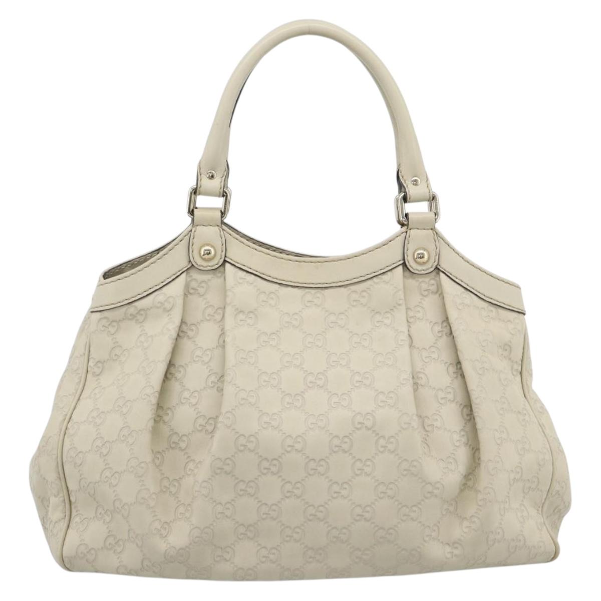 GUCCI GG Canvas Guccissima Tote Bag Leather Beige Gold 211944 Auth mr2648A