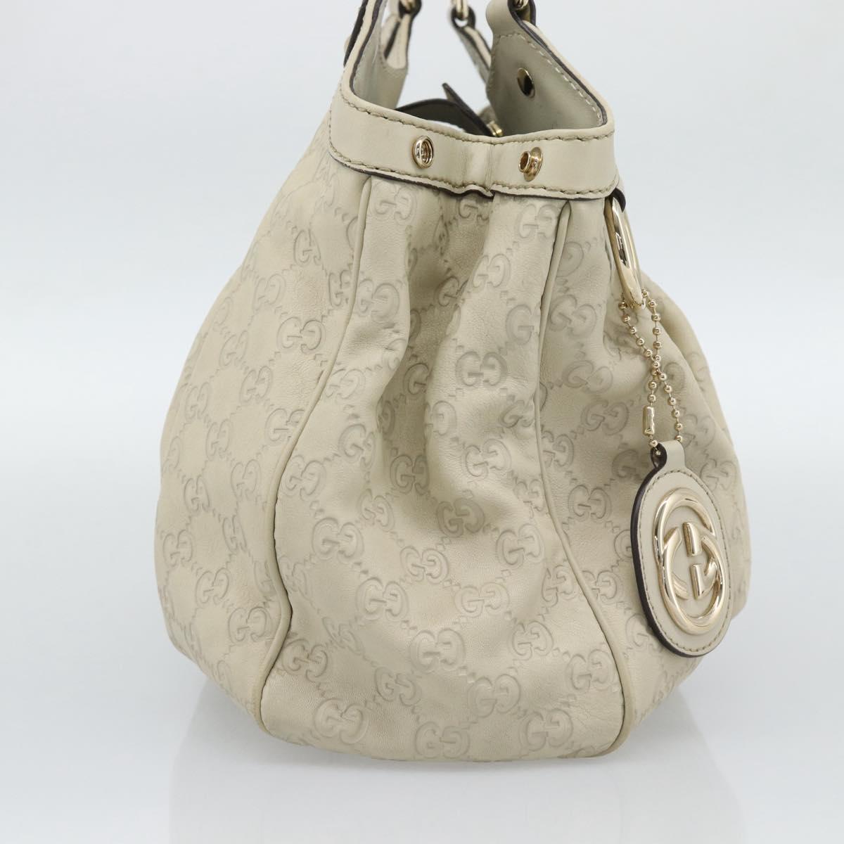 GUCCI GG Canvas Guccissima Tote Bag Leather Beige Gold 211944 Auth mr2648A