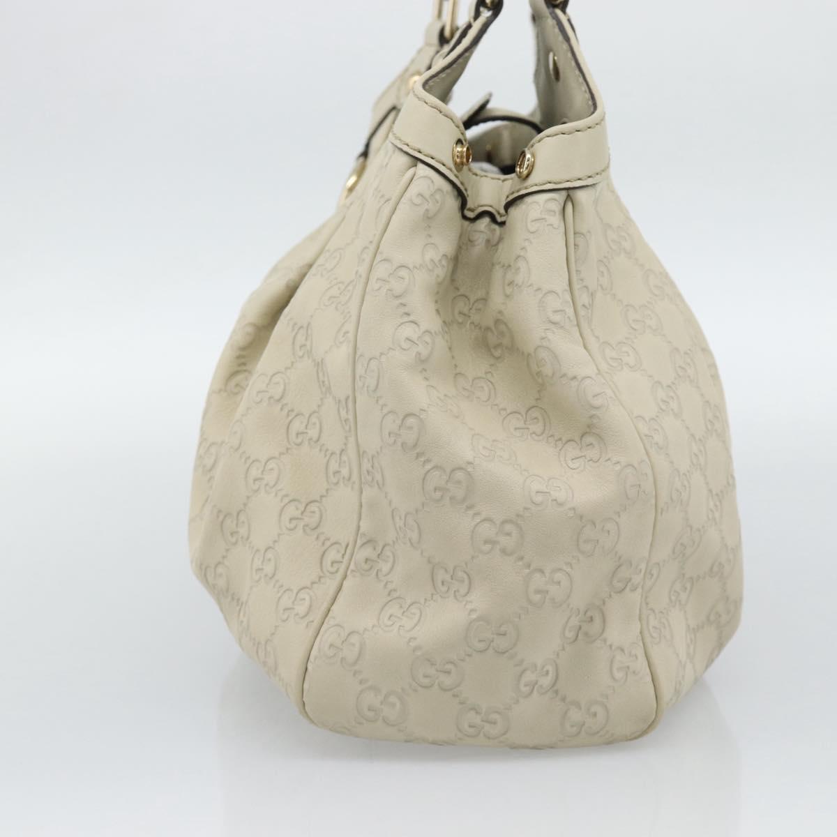 GUCCI GG Canvas Guccissima Tote Bag Leather Beige Gold 211944 Auth mr2648A